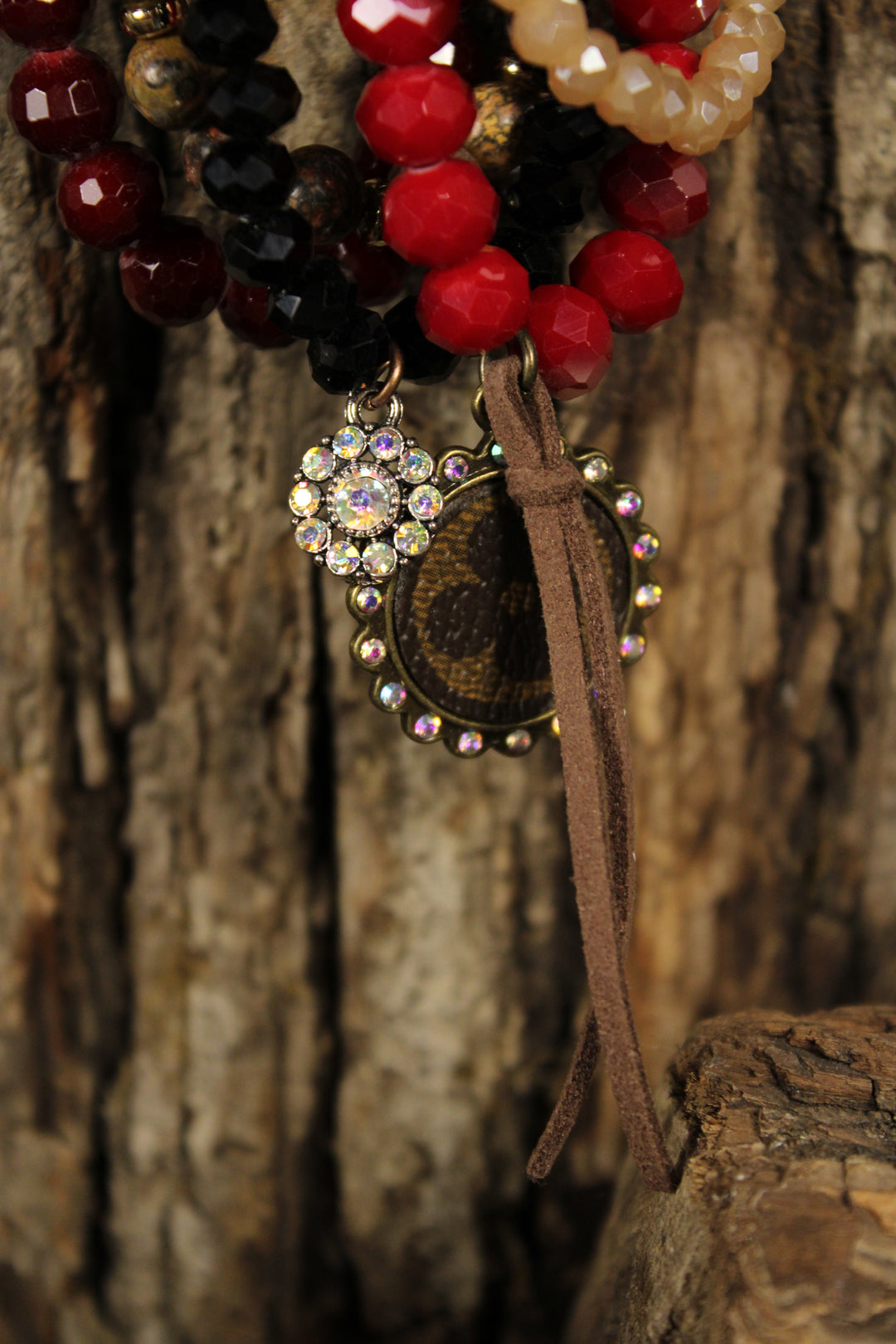 Crimson Kiss Bejeweled Bracelet Set