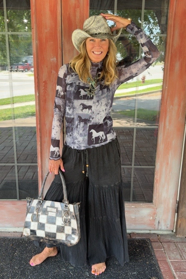 Whispering Stallion Mesh Blouse