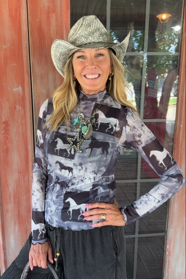 Whispering Stallion Mesh Blouse