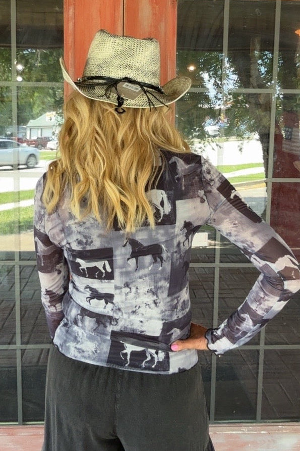 Whispering Stallion Mesh Blouse
