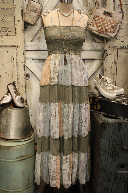 Mismatched Mindy Gravel Patched Maxi Dress