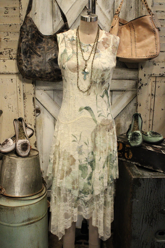 Park Strolls Big Green Rose Tank Dress