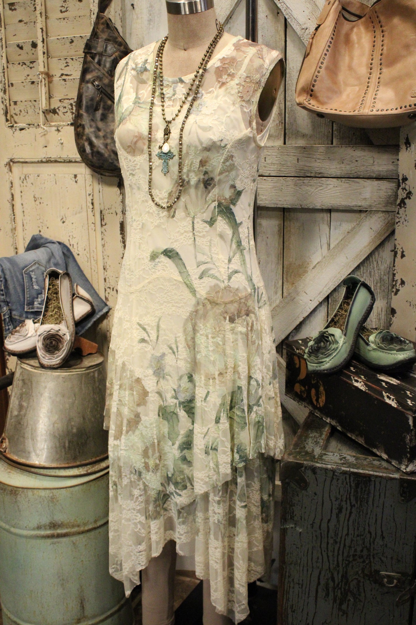 Park Strolls Big Green Rose Tank Dress