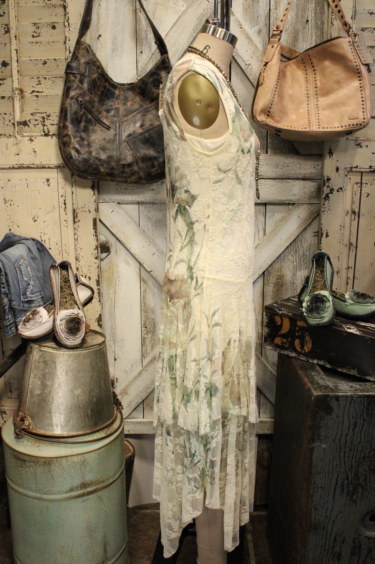 Park Strolls Big Green Rose Tank Dress