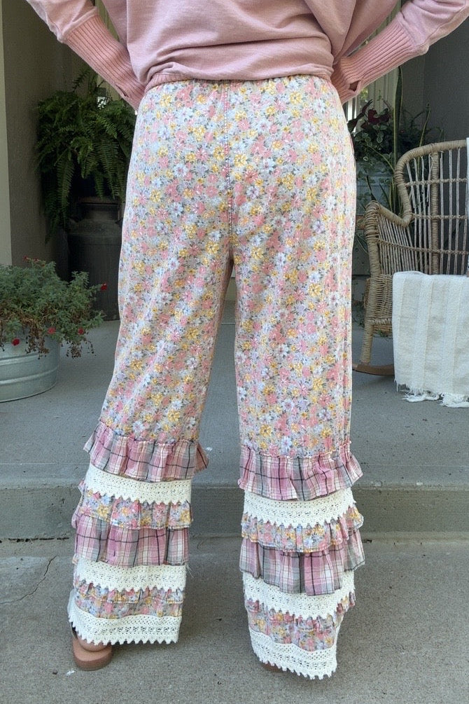Artisan Floral Pink Cotton Pants