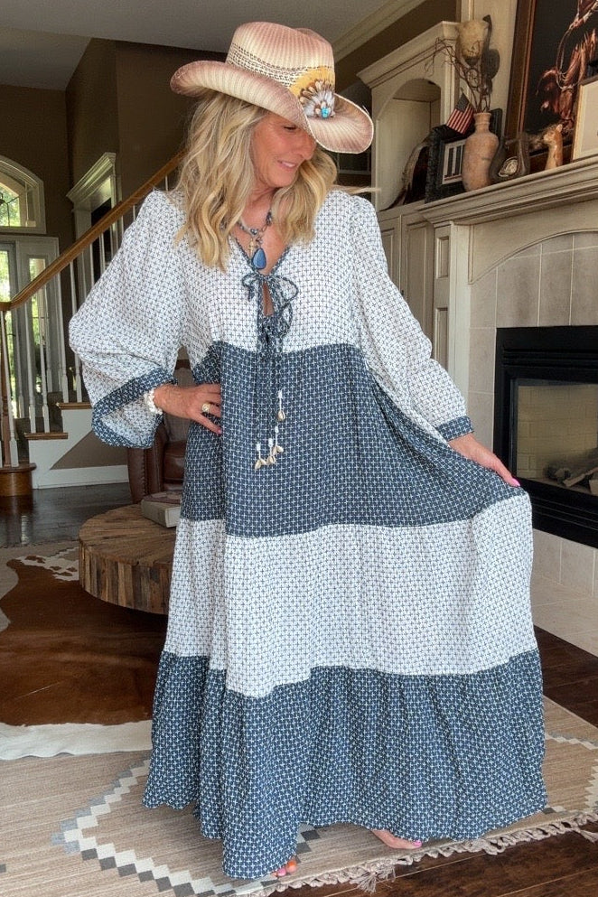 Waves &amp; Seashells Cotton Maxi Dress