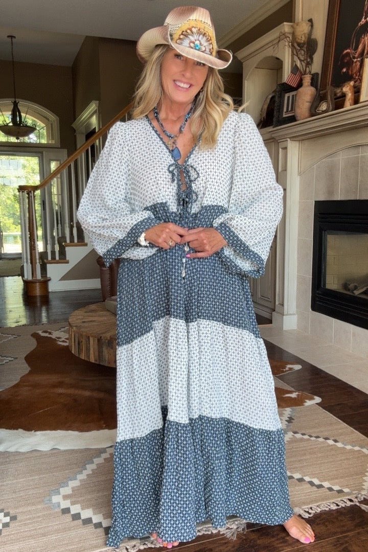 Waves &amp; Seashells Cotton Maxi Dress
