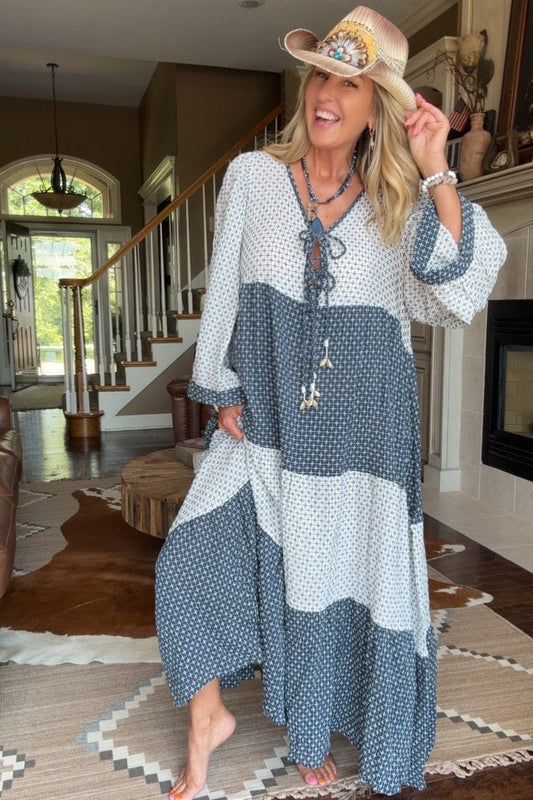 Waves & Seashells Cotton Maxi Dress