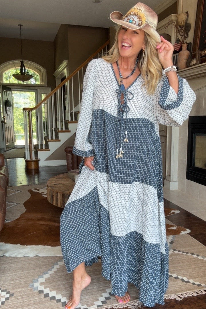 Waves &amp; Seashells Cotton Maxi Dress