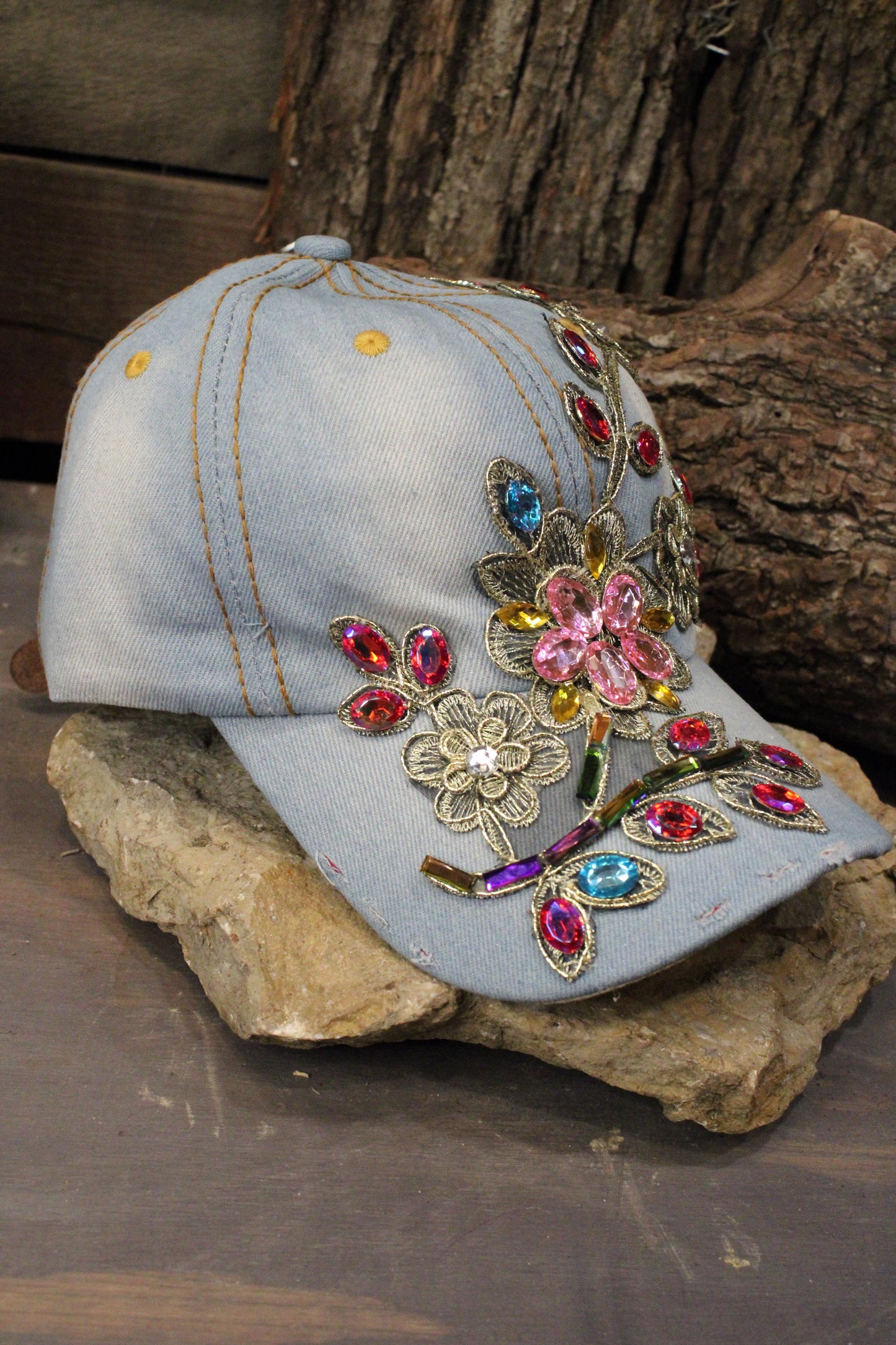 Glitz And Denim Rainbow Hat
