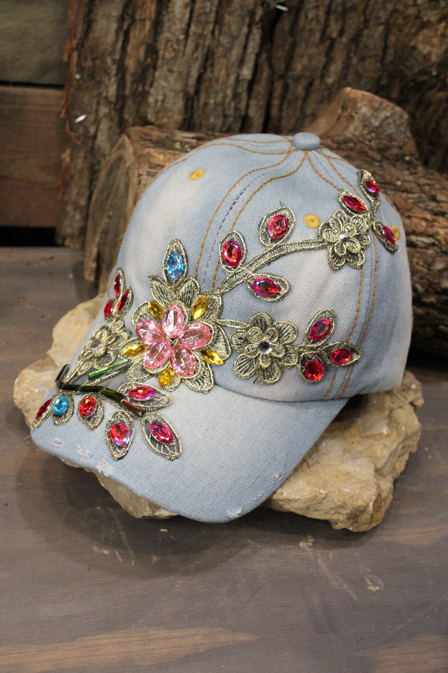 Glitz And Denim Rainbow Hat