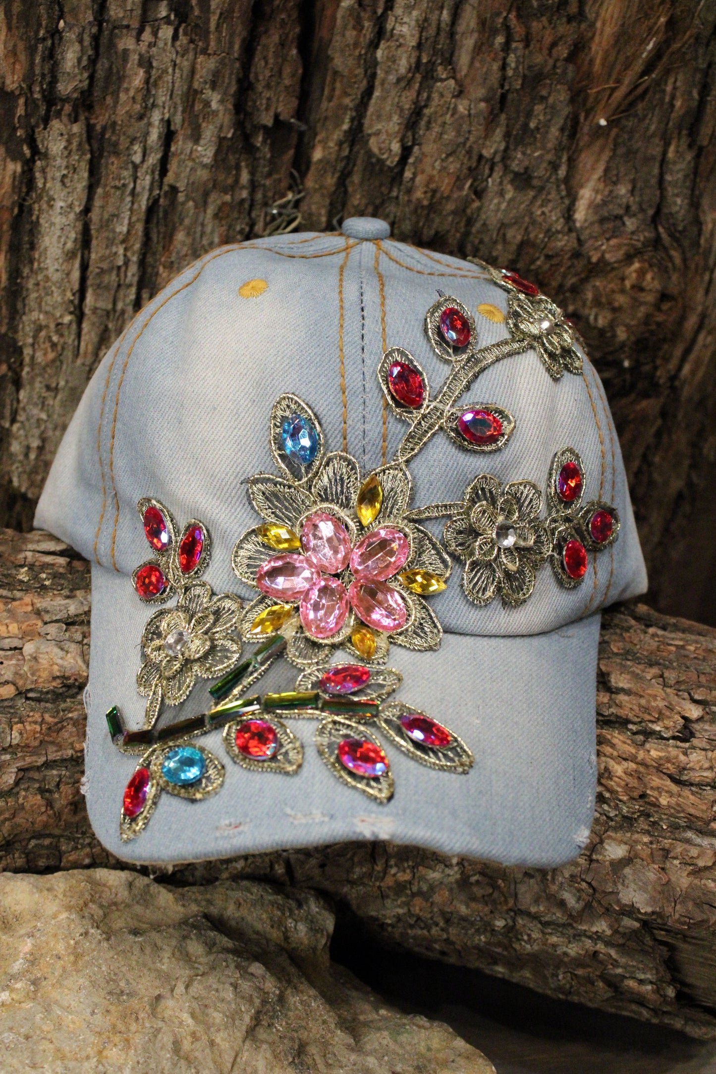 Glitz And Denim Rainbow Hat