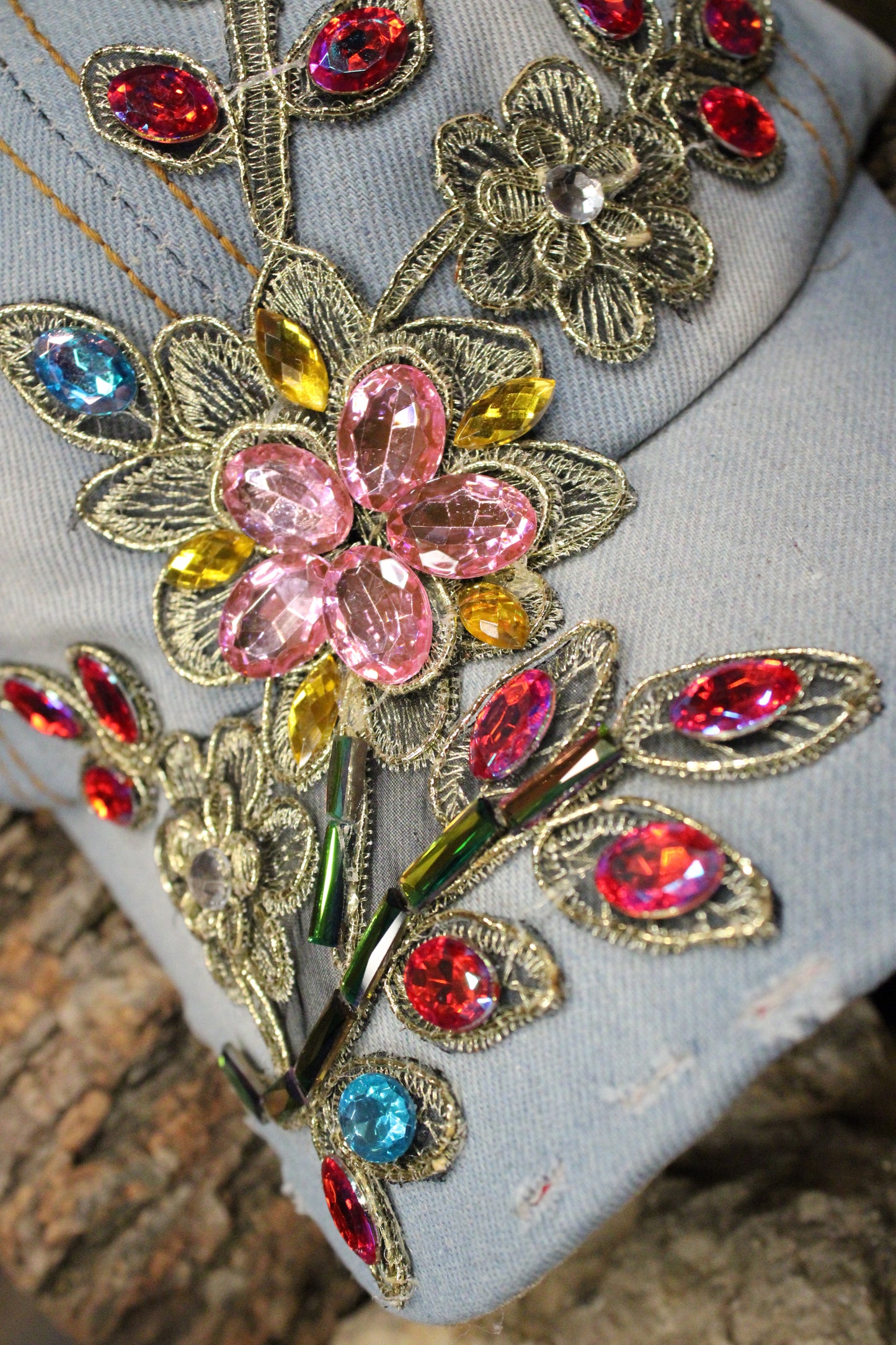 Glitz And Denim Rainbow Hat