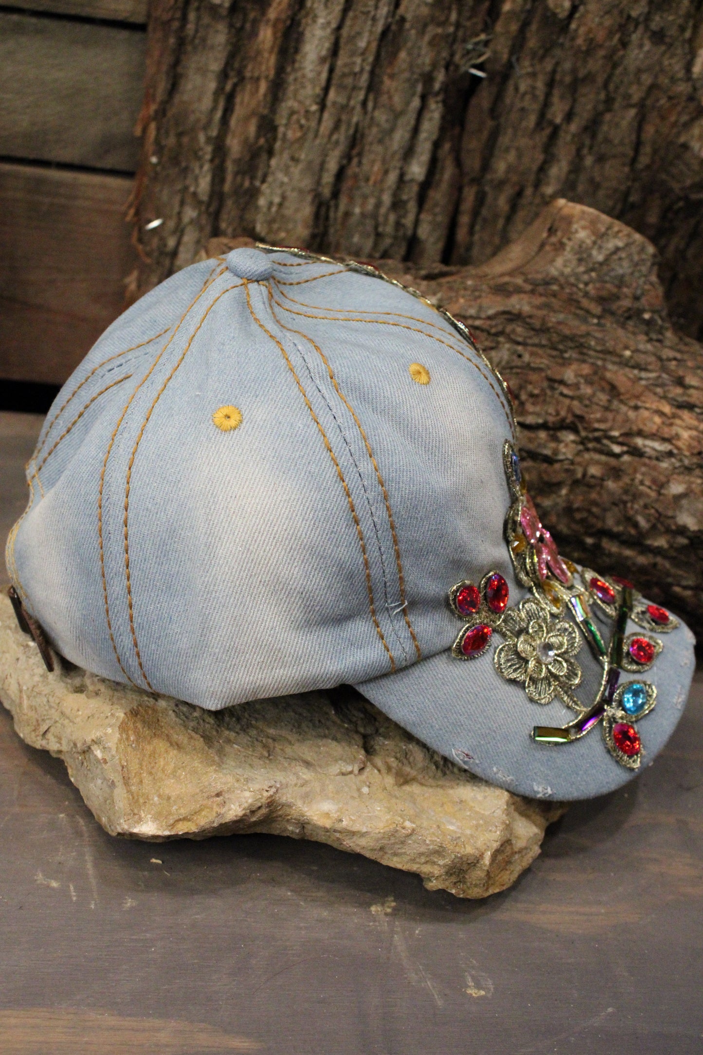 Glitz And Denim Rainbow Hat