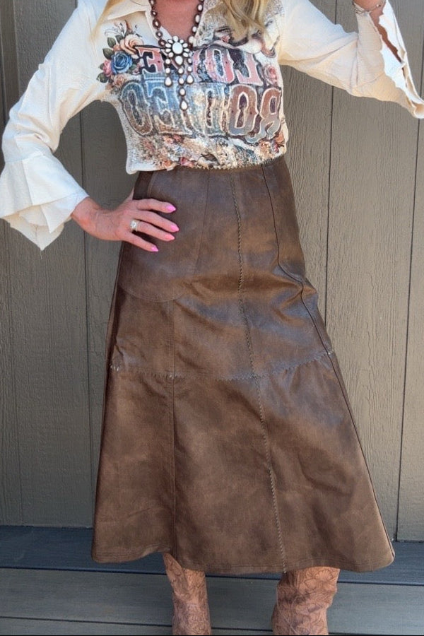 Copper Canyon Faux Leather Skirt