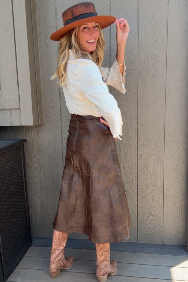 Copper Canyon Faux Leather Skirt