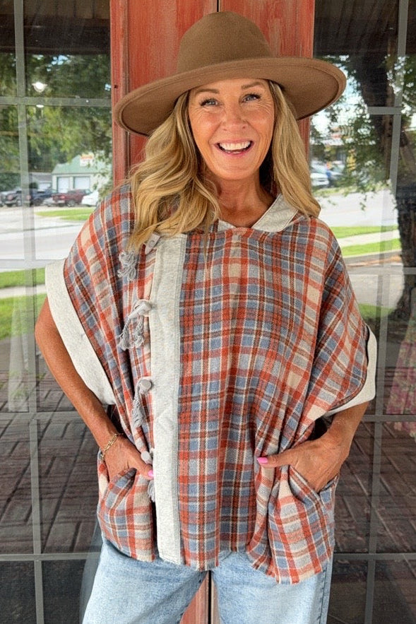 Cider &amp; Slate Hooded Poncho