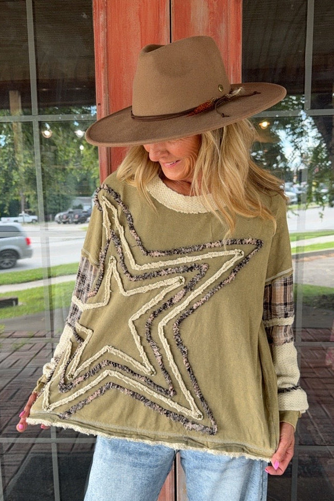 Starlight Olive Cotton Top