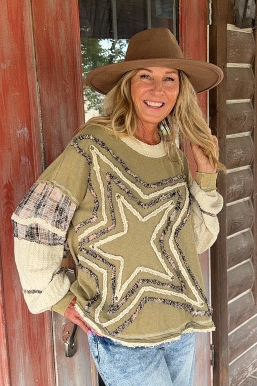 Starlight Olive Cotton Top
