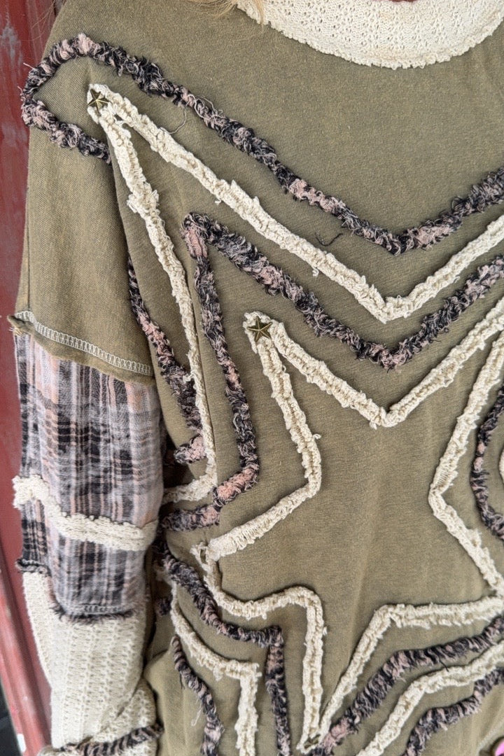 Starlight Olive Cotton Top