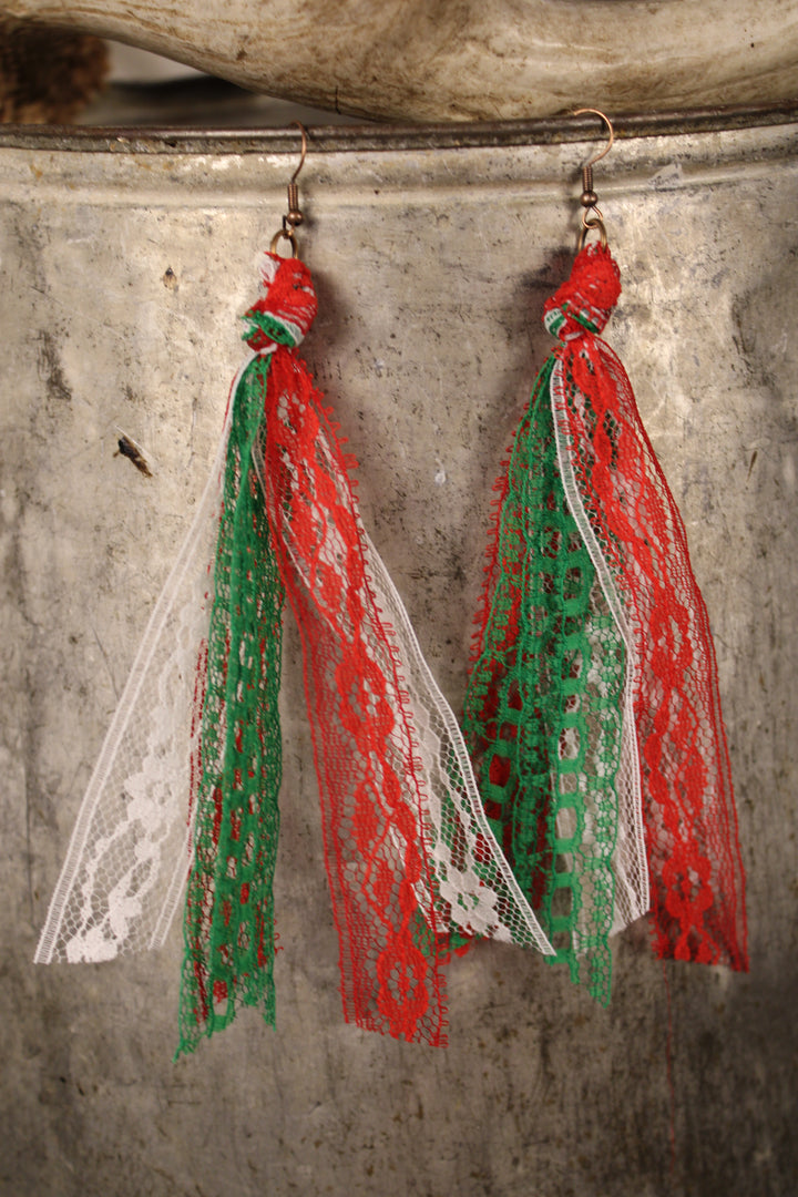 Festive Ribbon Tassel Earrings