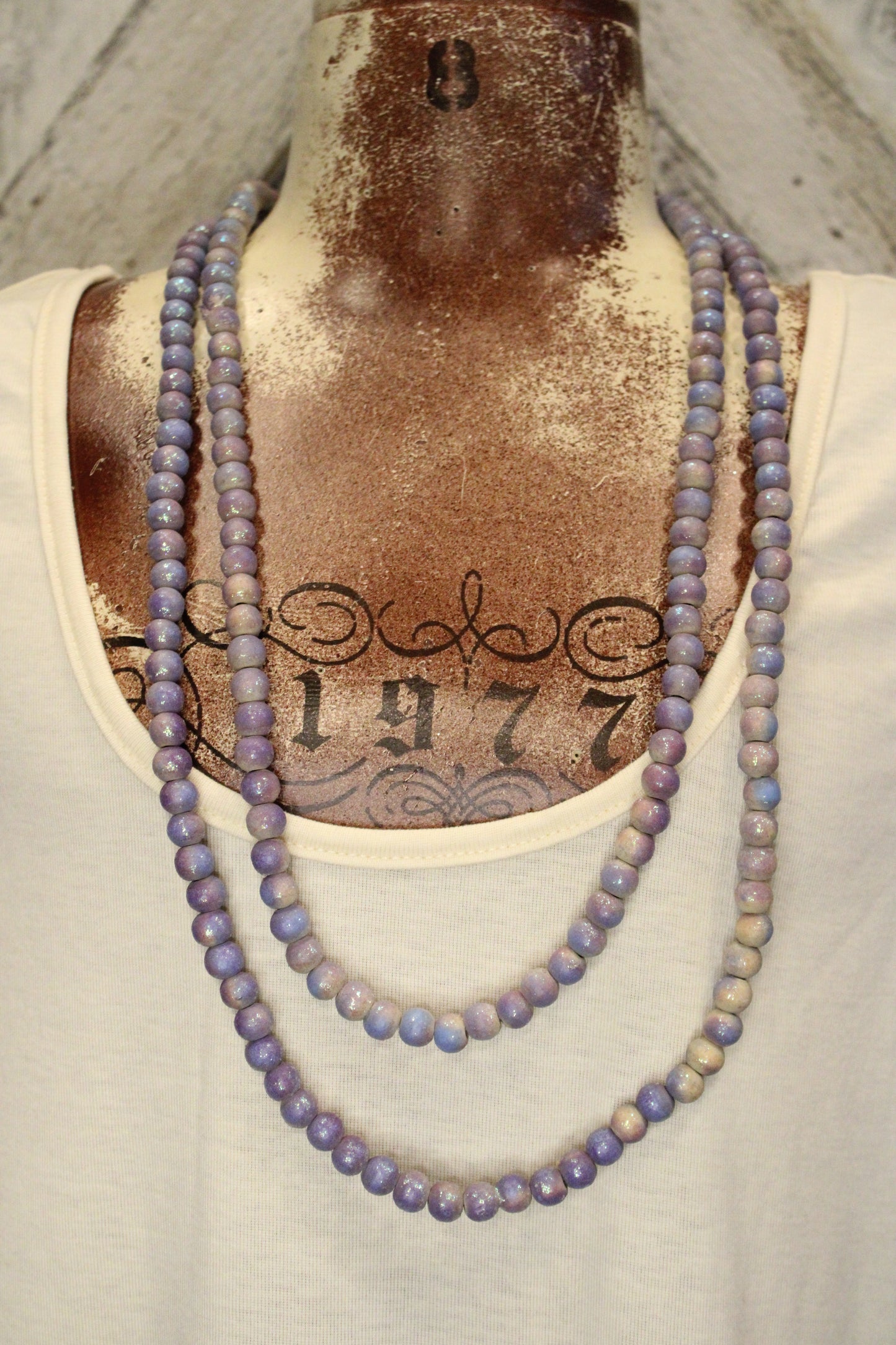 Lilac Teakwood Bead Necklace