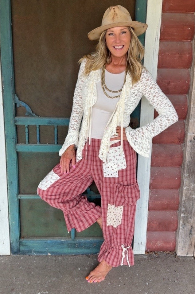 Rich Cherry Patchwork Pants