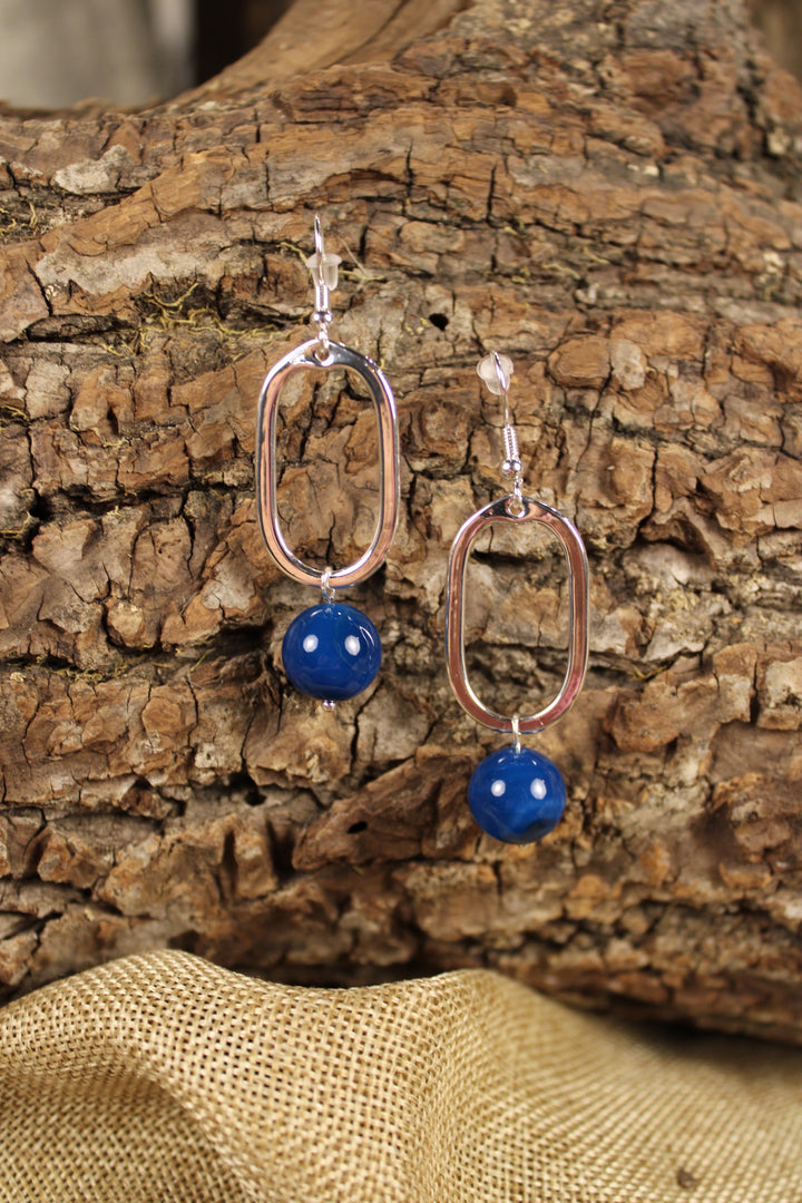 Silver Mila Earrings Deep Blue