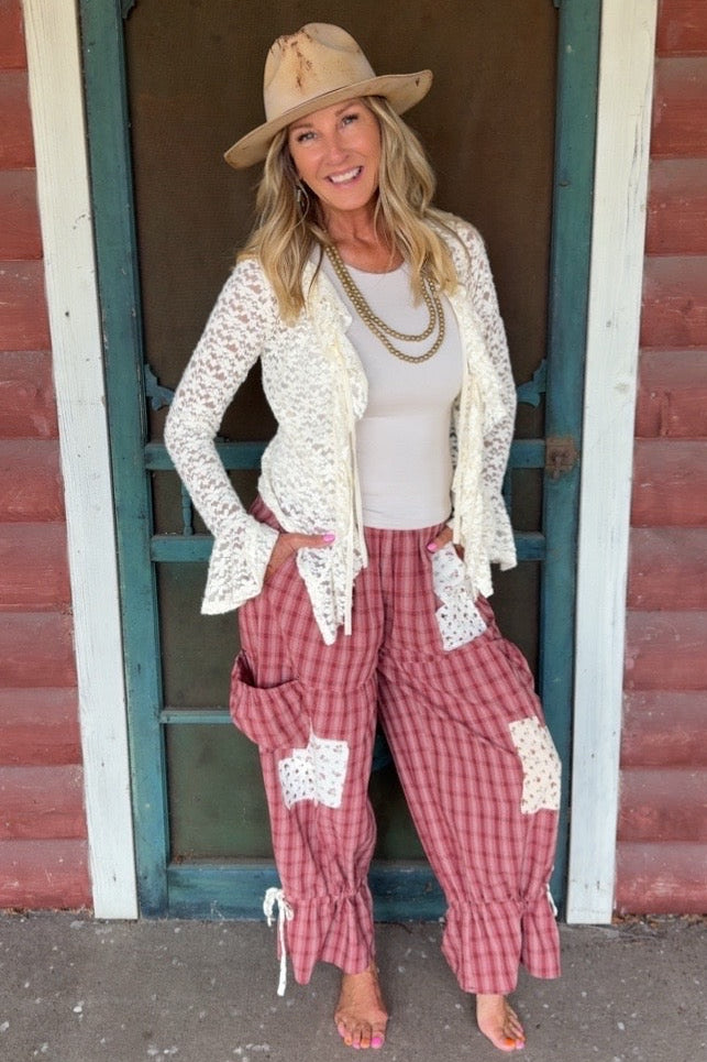 Rich Cherry Patchwork Pants