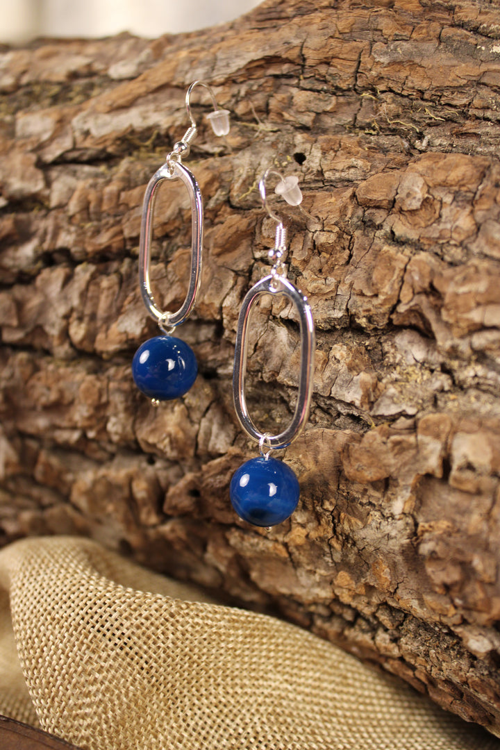 Silver Mila Earrings Deep Blue