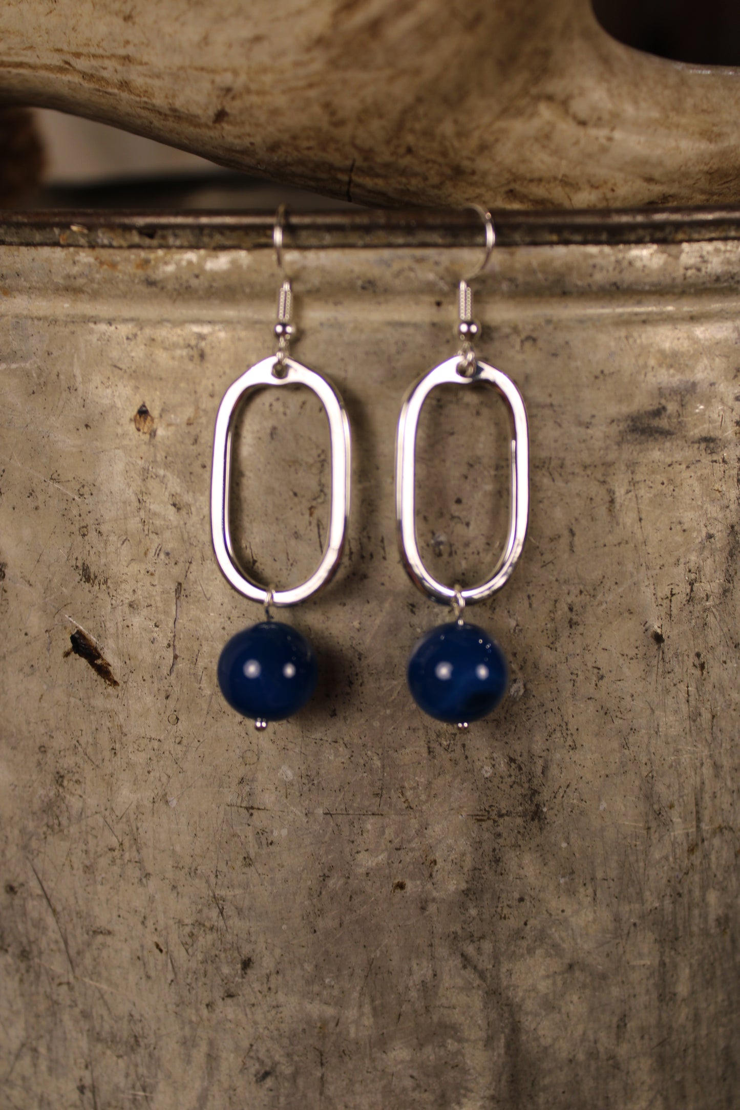 Silver Mila Earrings Deep Blue