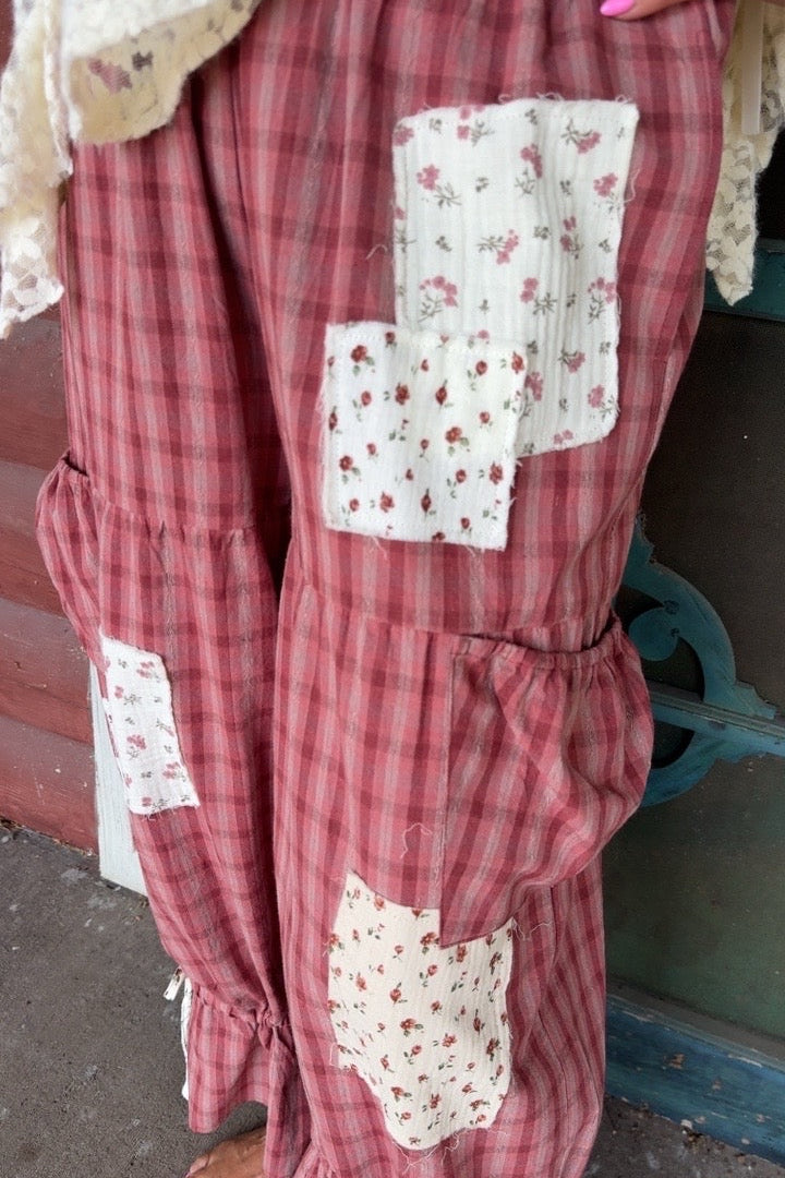 Rich Cherry Patchwork Pants