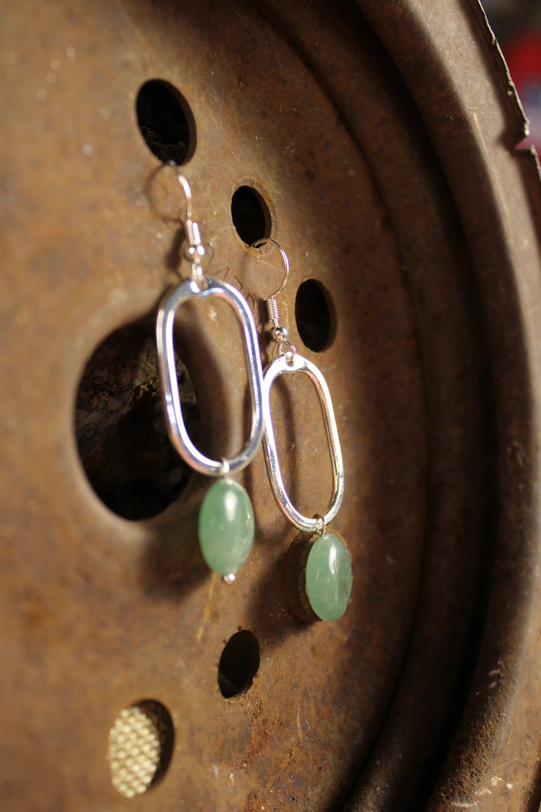 Silver Mila Earrings Green