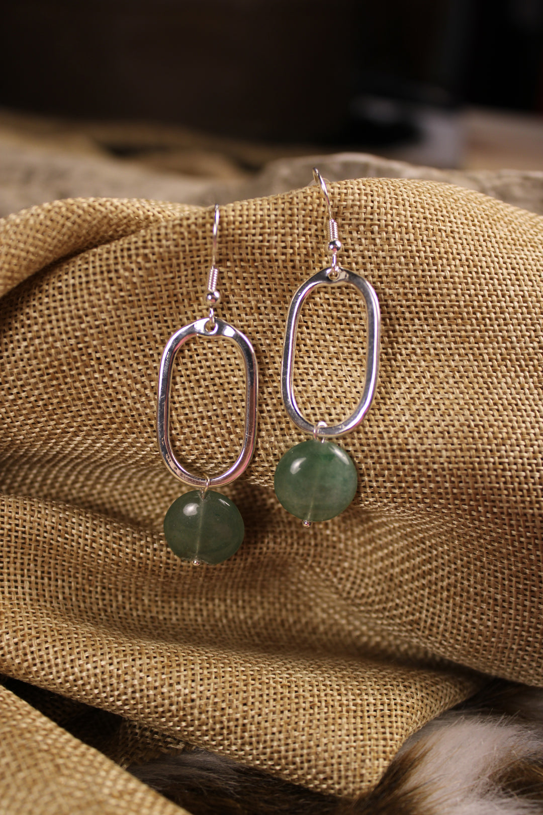 Silver Mila Earrings Green