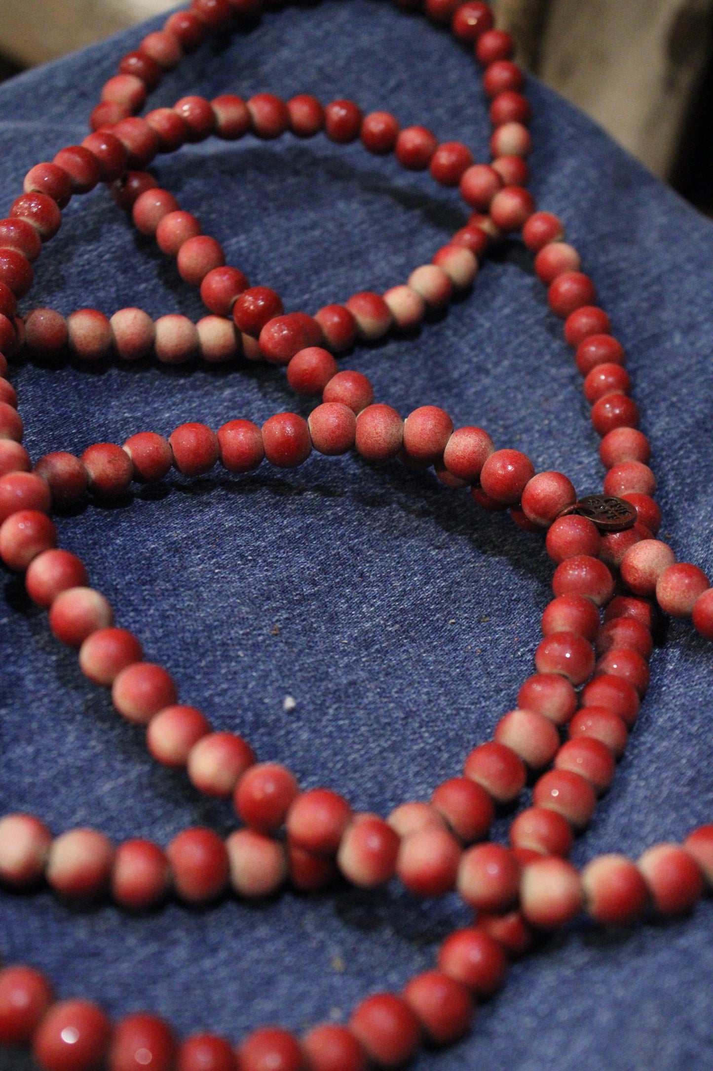 Cranberry Teakwood Bead Necklace