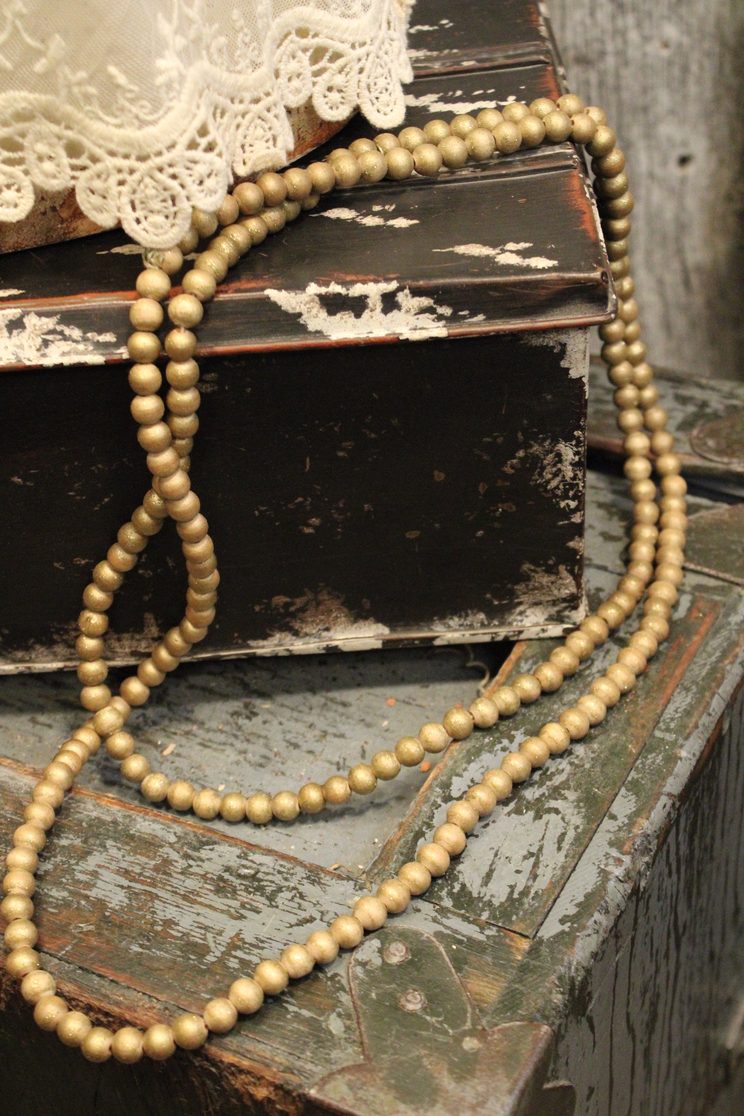 Gold Teakwood Bead Necklace