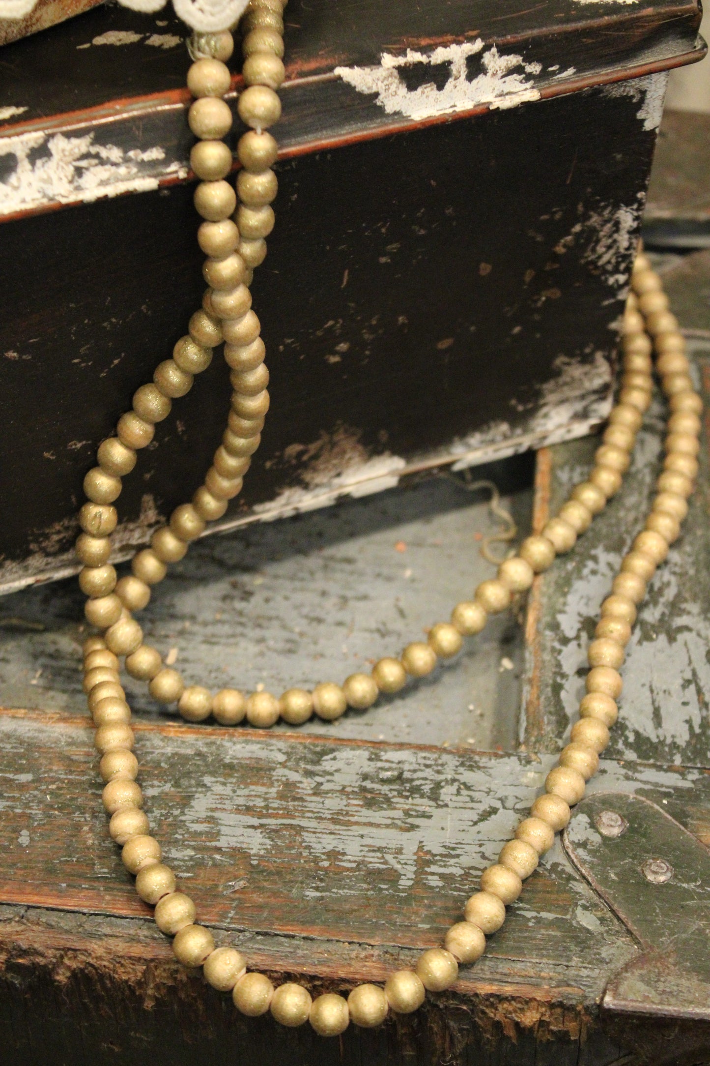 Gold Teakwood Bead Necklace