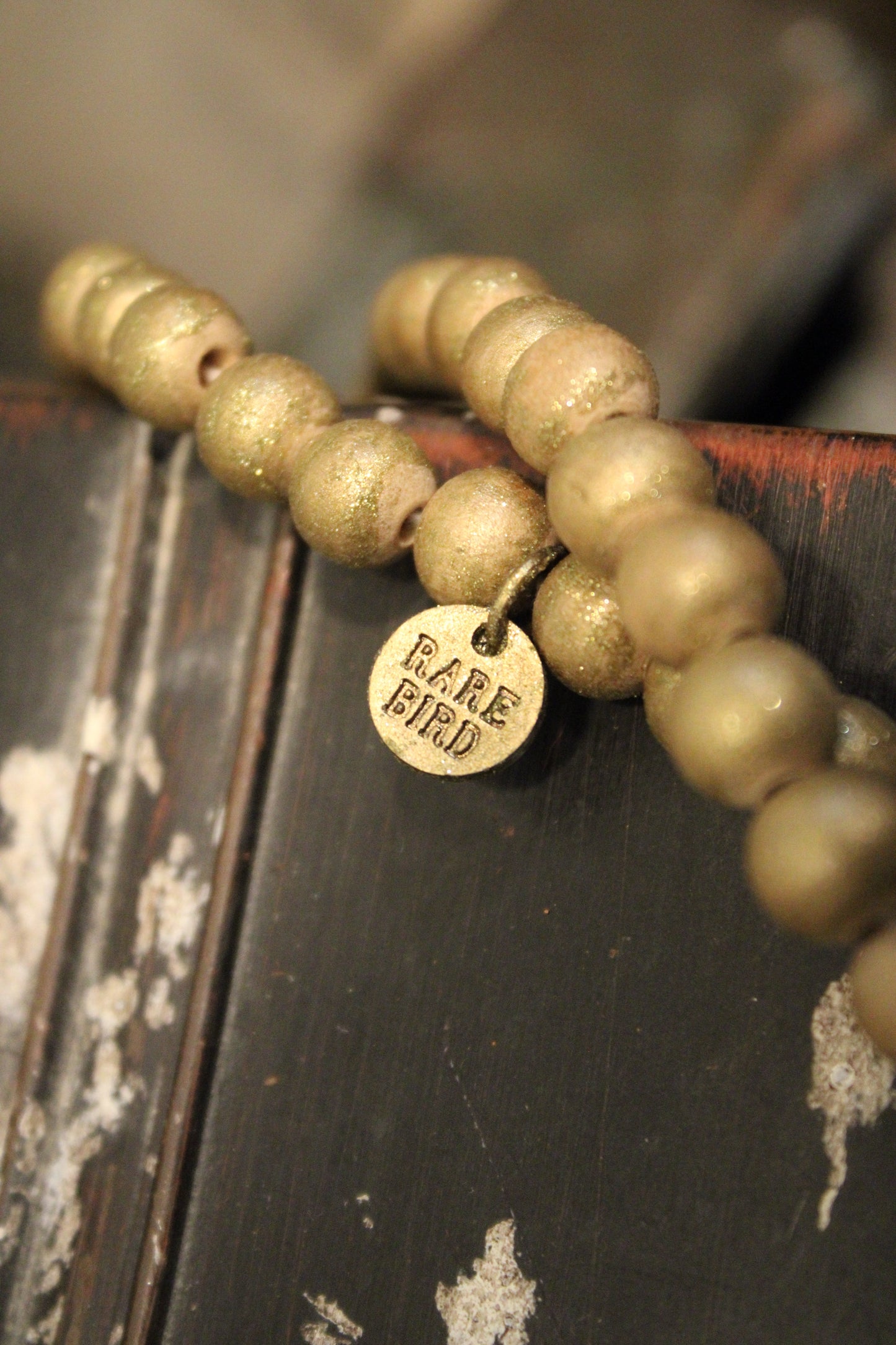 Gold Teakwood Bead Necklace