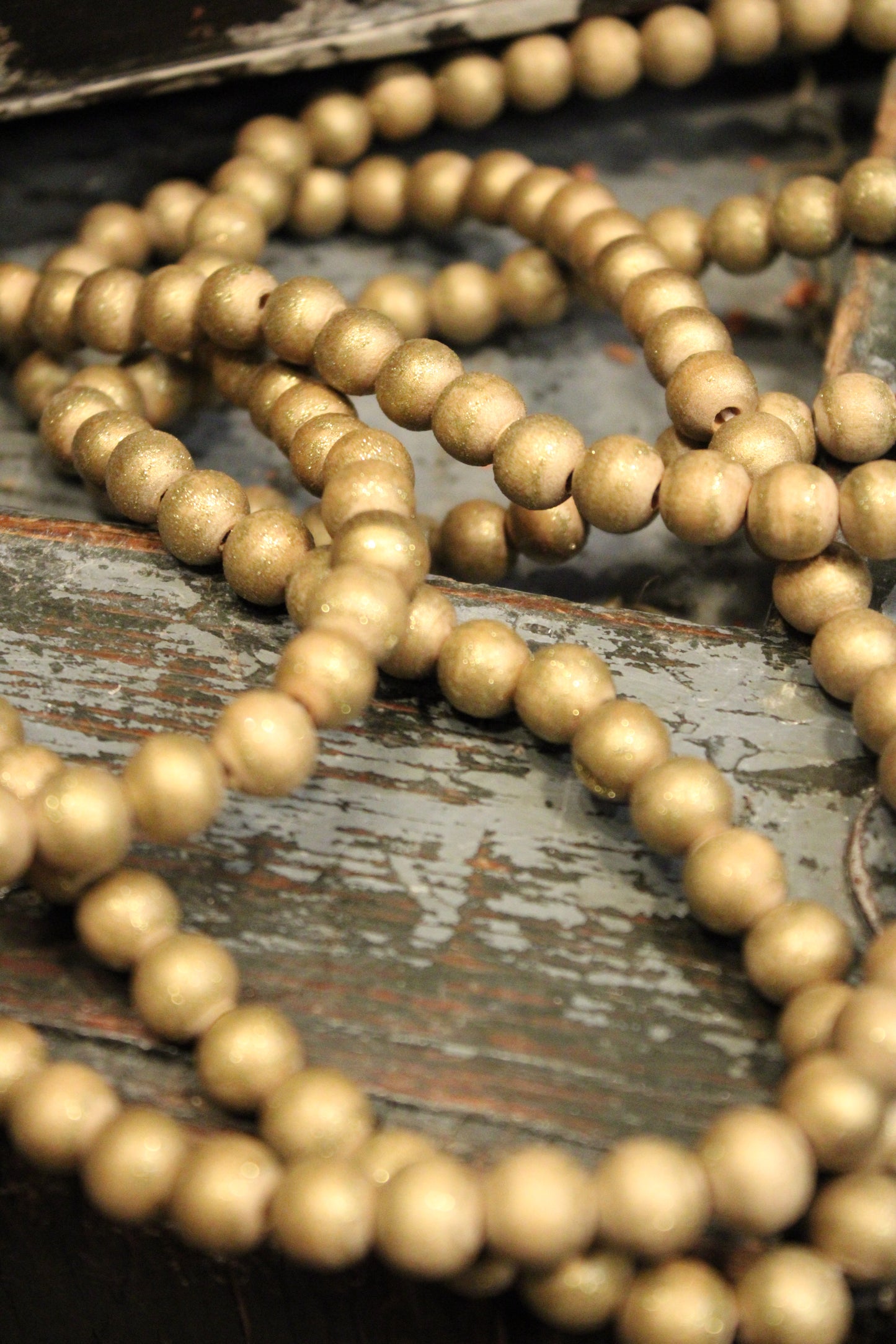 Gold Teakwood Bead Necklace
