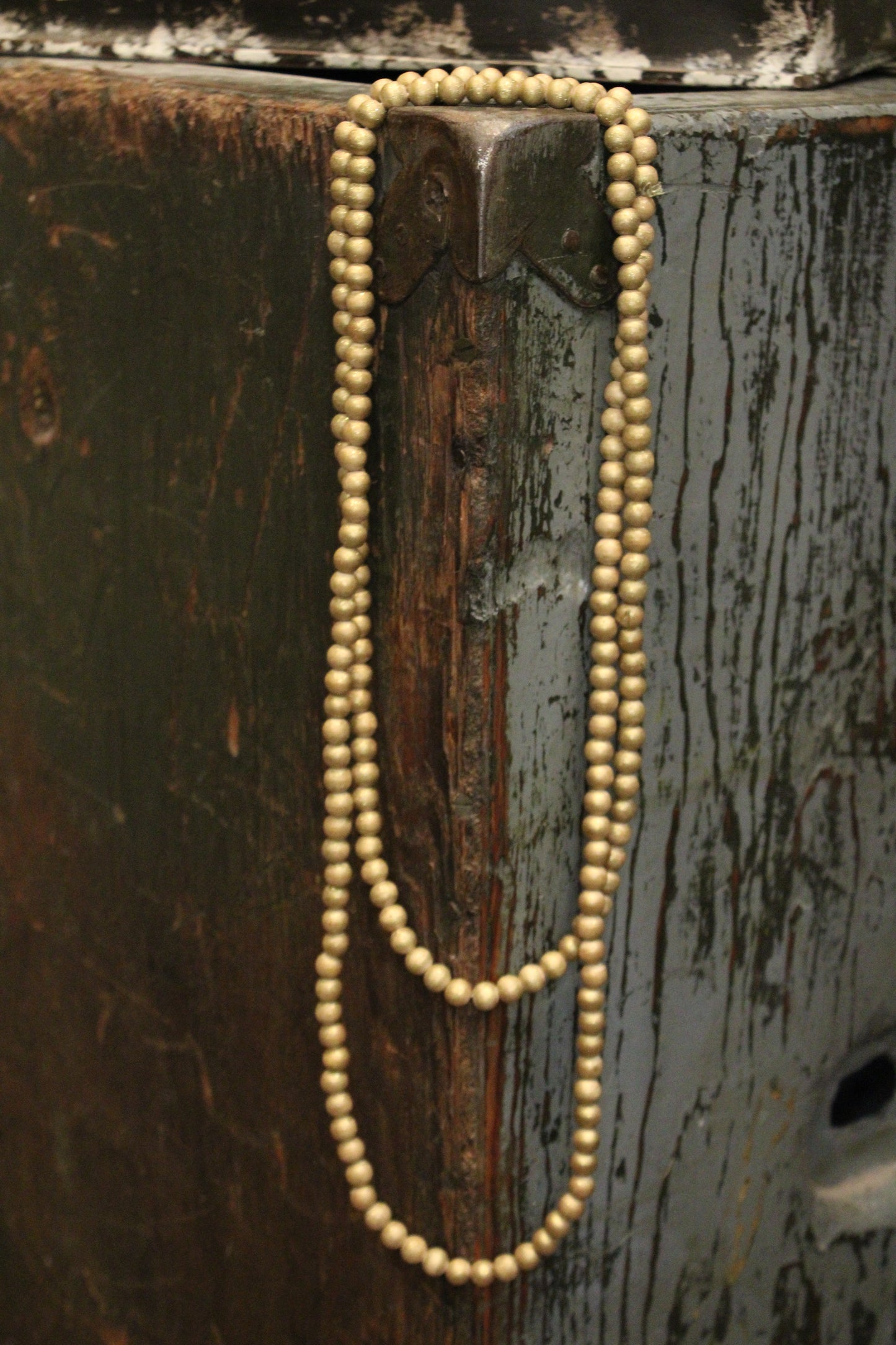 Gold Teakwood Bead Necklace