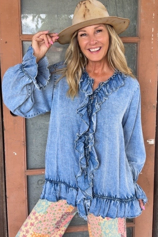 Whispering Willow Ruffle Blouse