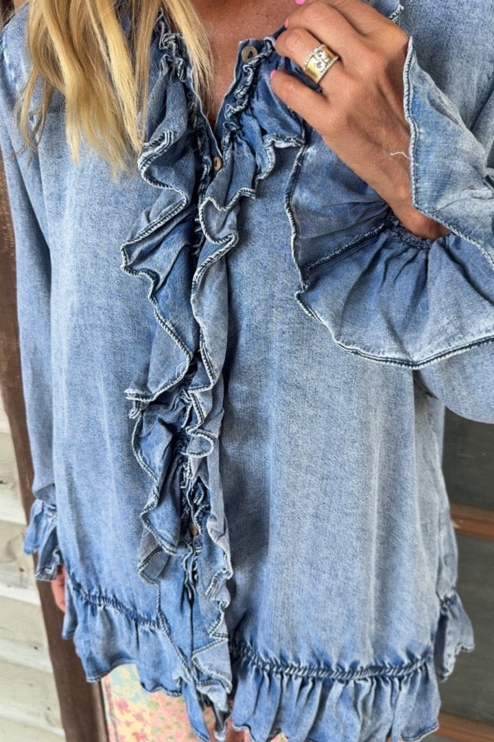 Whispering Willow Ruffle Blouse