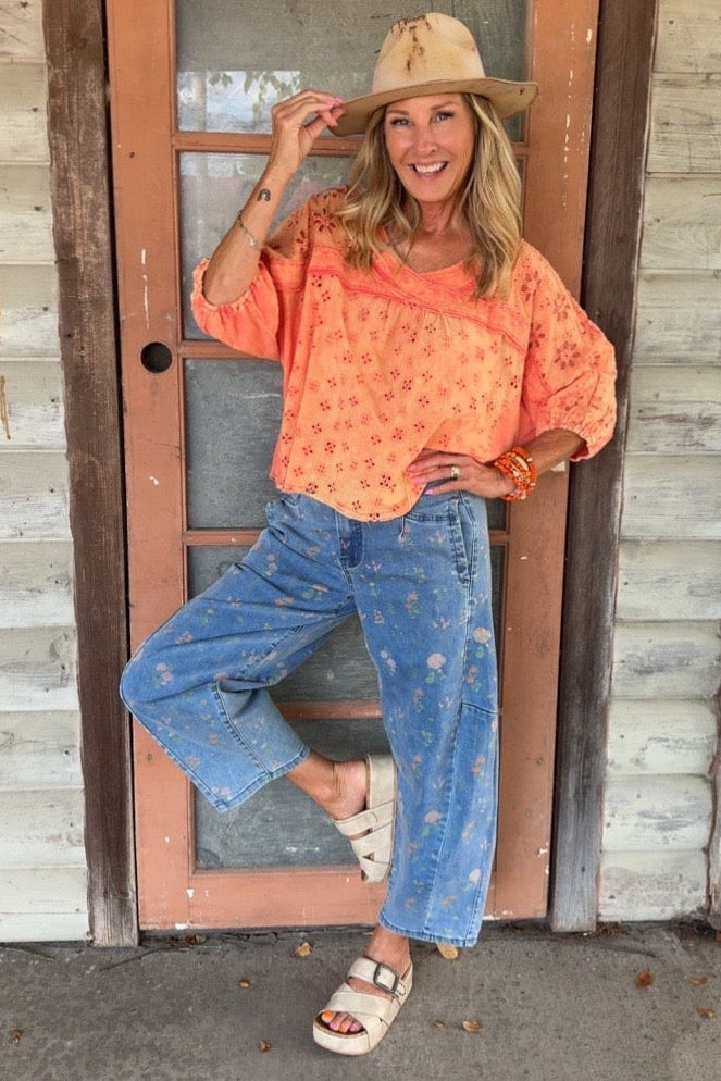 Sweet Pea Floral Blue Pants