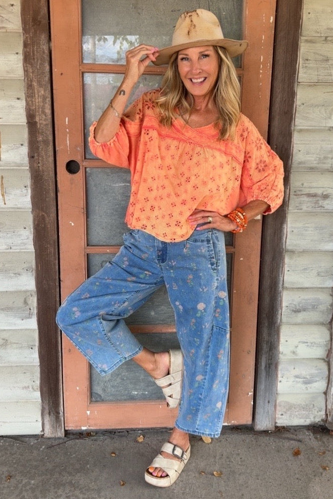 Crisscross Guava Eyelet Casual