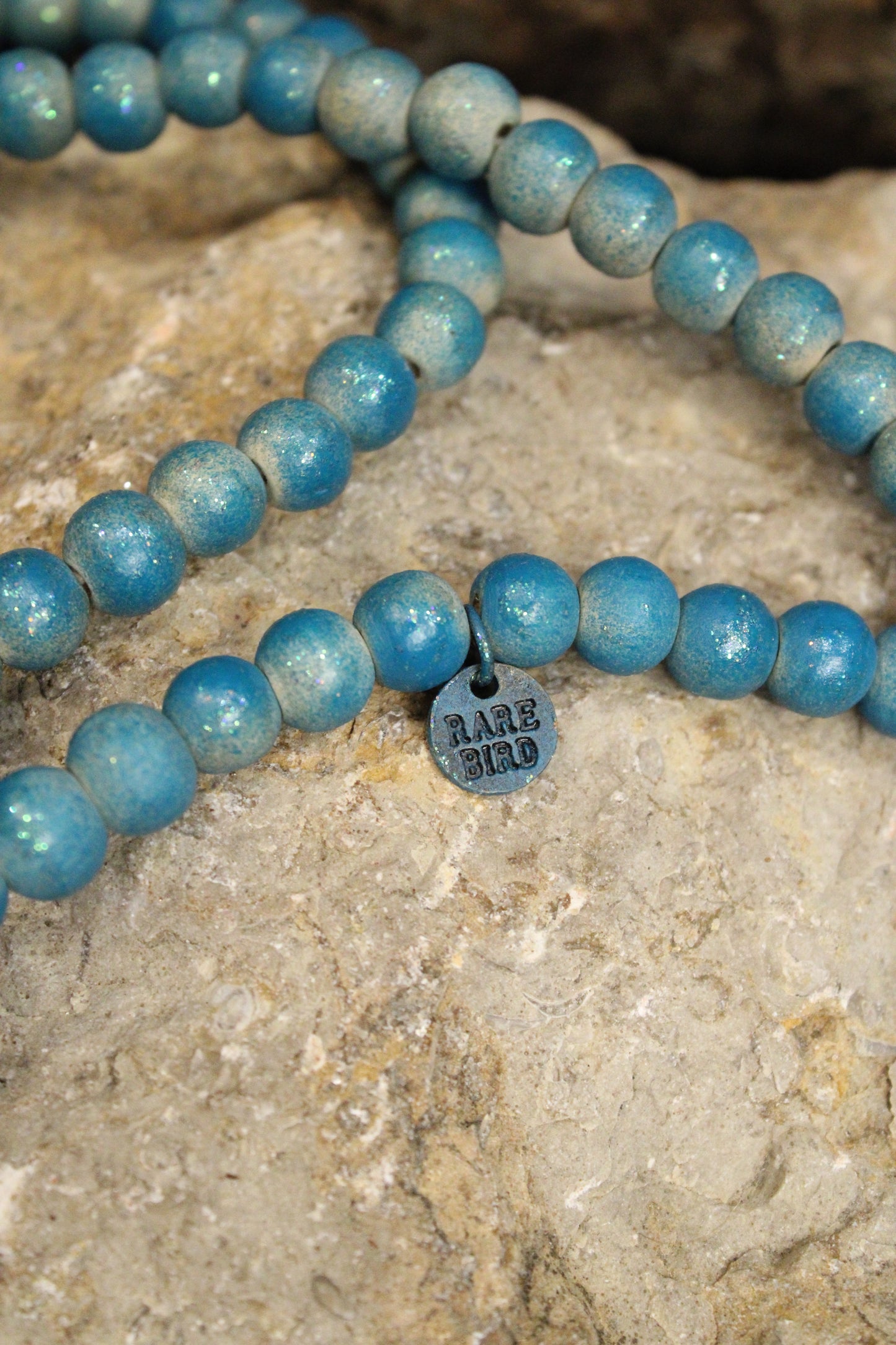 Teal Teakwood Bead Necklace