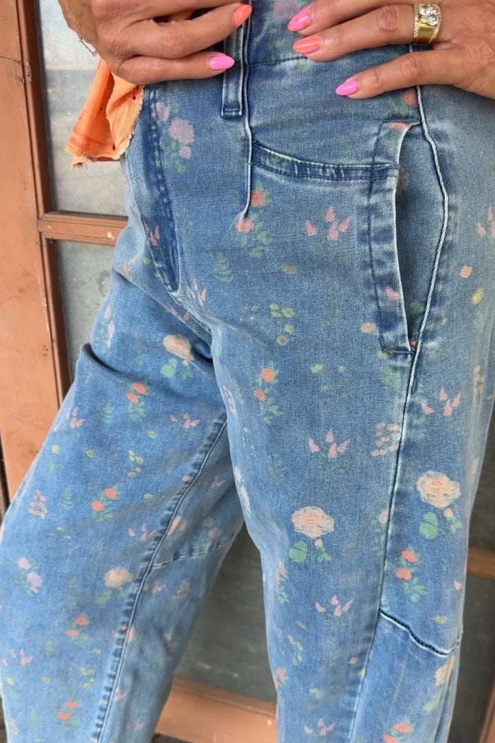 Sweet Pea Floral Blue Pants
