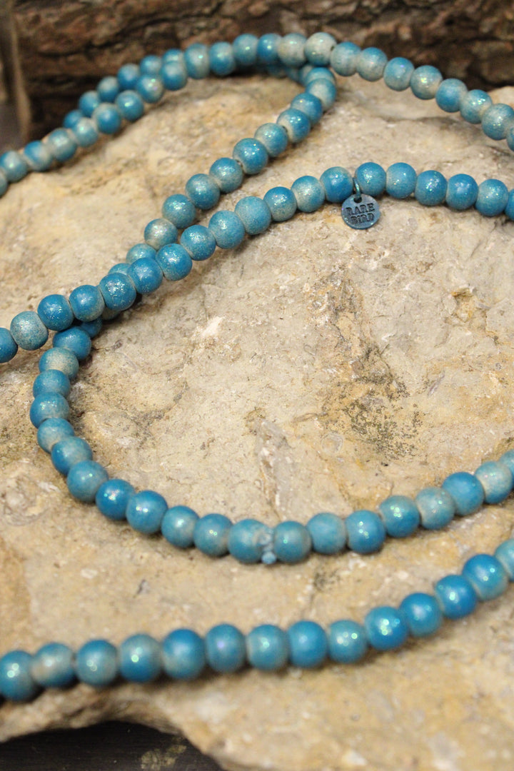 Teal Teakwood Bead Necklace