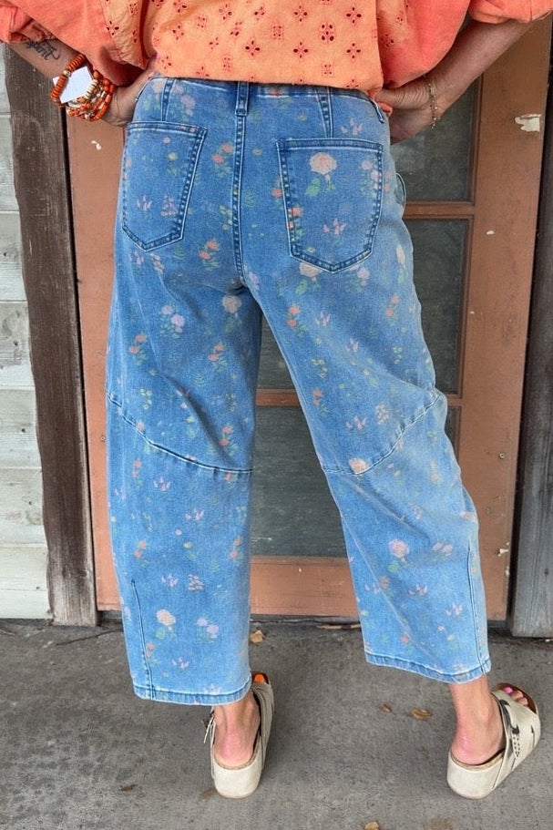 Sweet Pea Floral Blue Pants