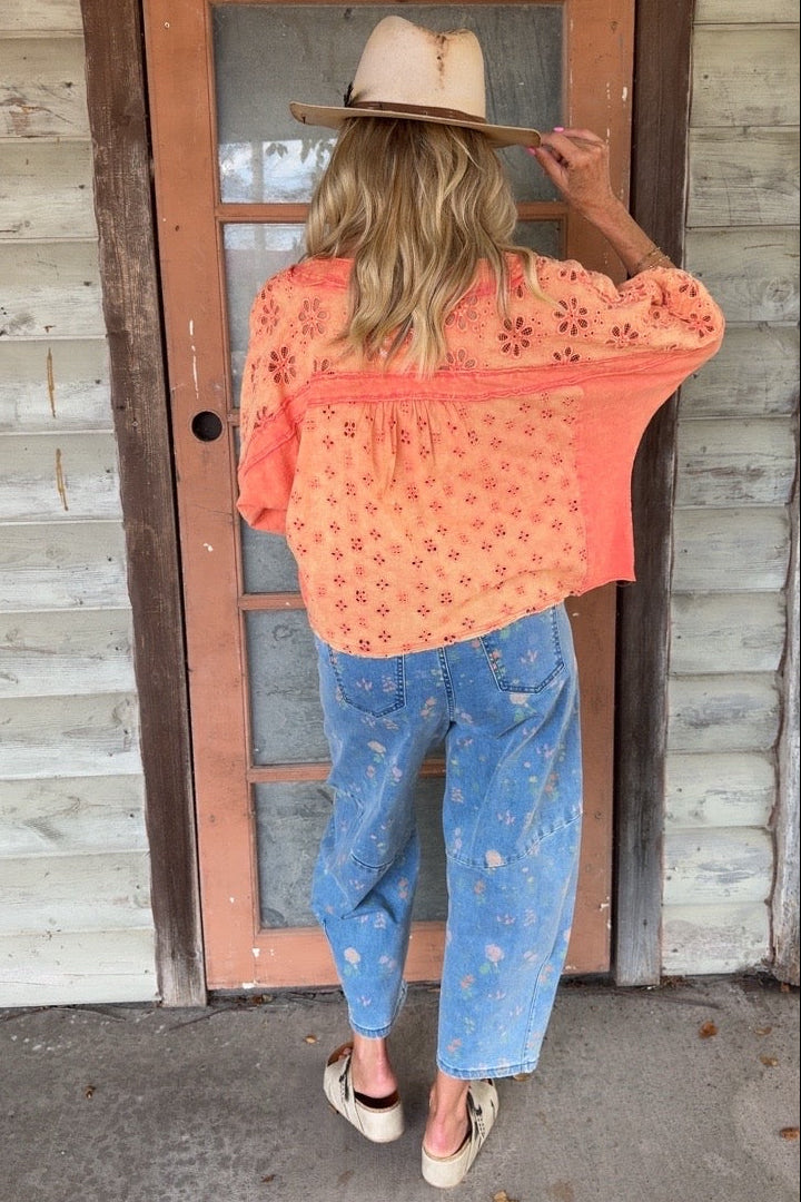 Crisscross Guava Eyelet Casual