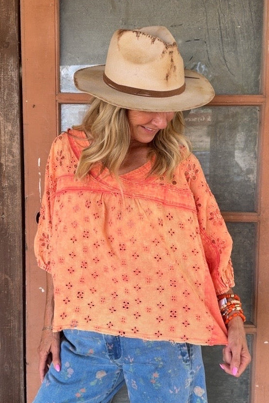 Crisscross Guava Eyelet Casual